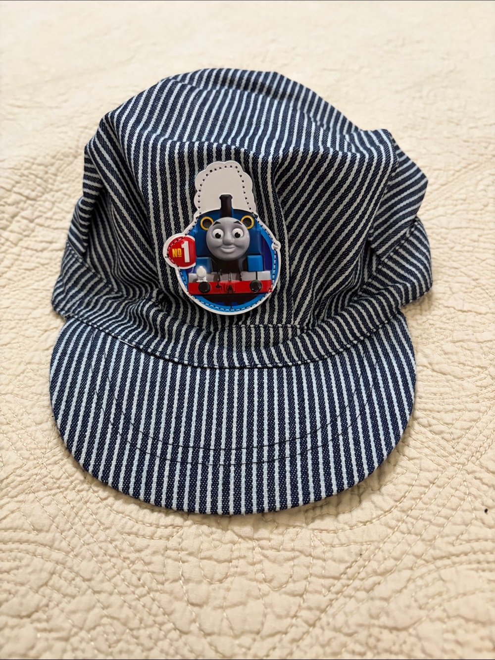Thomas & Friends Navy and White Striped Kids Hat with Thomas Engine Badge